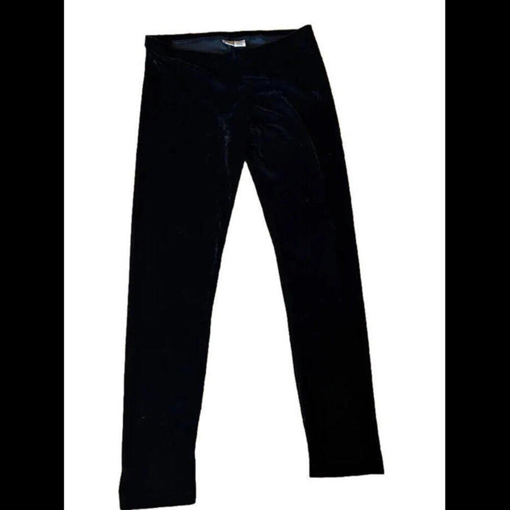 👖🖤SO Black Velvet Pullon Elastic Waist Size Large Polyester Rayon Skinny Leg